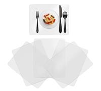 Lot de 6 grands sets de table en plastique transparent, protecteurs de table imperméables