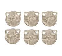 Lot de 6 grands sous-verres absorbants en coton tressé en forme d'oreilles de chat pour boisson, dessus de table en bois, dessous de verre absorbants