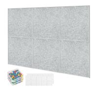 Lot de 6 grands tableaux d'affichage en feutre 90 x 60 cm 30 x 30 cm avec 60 punaises et 30 pastilles adhésives - Tableau mémo décoratif pour bureau, maison, école