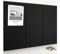 Lot de 6 grands tableaux d'affichage en feutre alternatif en liège avec épingles, tableaux d'affichage avec languettes adhésives amovibles pour bureau, maison, tableaux en liège pour murs, noir