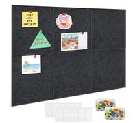 Lot de 6 grands tableaux d'affichage en liège pour mur, 30 x 30 cm, carreaux muraux en feutre, tableaux mémo, décoration murale pour la maison, la cuisine, le bureau, l'école (gris foncé)