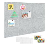 Lot de 6 grands tableaux d'affichage en liège pour mur, 30 x 30 cm, carreaux muraux en feutre, tableaux mémo, décoration murale pour la maison, la cuisine, le bureau, l'école (gris clair)