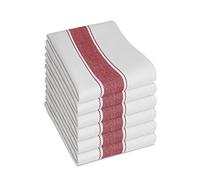Lot de 6 grands torchons de cuisine 100 % coton de qualité commerciale non pelucheux, blanc, séchage rapide, 75 x 50 cm, Coton, Rouge., 50 x 75 cm