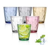 Lot de 6 Grands Verres à Eau de 300 ml, Verres à Boire en Plastique, Verres à Cocktail, Gobelets Colorés en Acrylique avec Une Apparence de Cristal, pour l'Eau, Jus, Cafés Glacés, Boissons Gazeuses
