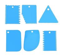 Lot de 6 grattoirs à argile en plastique - Grattoir à argile en céramique - Outils dentelés (bleu)