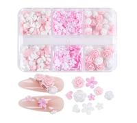 Lot de 6 grilles d'ongles en forme de cœur - En résine - Fleurs - Pour manucure - Décoration artistique