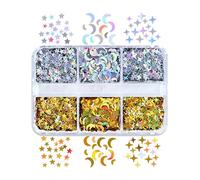 Lot de 6 grilles en forme d'étoile à paillettes - Pour bricolage - Résine époxy UV - Garniture de forme - Artisanat - Bijoux - Paillettes pour ongles - Paillettes scintillantes