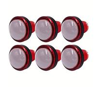 Lot de 6 Gros Boutons de Jeu Arcade Lumineux très Bombé Transparent Couleur: Rouge Retro Gaming Bartop Jeux Vidéo