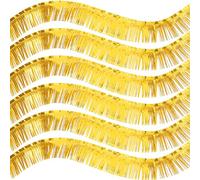 Lot de 6 guirlandes à franges dorées métallisées à suspendre au mur - Guirlande à franges - Décoration à suspendre en plastique - Pour fête à thème, anniversaire, mariage, carnaval, fête - 30 x 300 cm