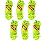 Lot de 6 haubans réfléchissants coupe-vent de 6 mm avec ajusteurs - Cordes de haubans vert vif pour bâche de caravane, bivouac