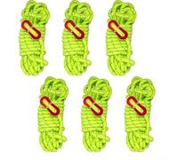 Lot de 6 haubans réfléchissants de 6 mm avec curseurs pour caravane, bivouac, parapluie de pêche - Vert fluo