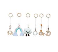 Lot de 6 hochets en bois à suspendre pour berceau, salle de sport, chambre d'enfant