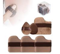 Lot de 6 houppettes à poudre de maquillage avec sangle de support pour les doigts, éponge de maquillage pour crème, anti-cernes, fard à paupières, fond de teint, poudre libre (marron)