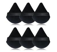 Lot de 6 houppettes à poudre noire pour le visage - Pour poudre libre, poudre minérale, outils de maquillage