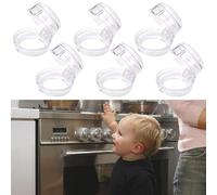 Lot de 6 housses de bouton de cuisinière pour verrou de sécurité pour enfant, couvercle transparent pour cuisinière à verrouillage enfant, bouton amovible, couvercle de protection pour bébé et enfant