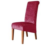 Lot de 6 housses de chaise de salle à manger en velours écrasé, extensibles, lavables, avec bord élastique, pour mariage et décoration d'intérieur, rouge vin