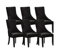 Lot de 6 housses de chaise de salle à manger en velours extensible, amovibles et lavables pour décoration de banquet et de cuisine Noir