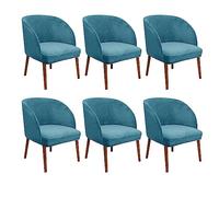 Lot de 6 housses de chaise de salle à manger en velours extensibles et modernes, pour salon, chambre à coucher, coiffeuse, lecture, bleu