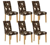 Lot de 6 housses de chaise de salle à manger extensibles et lavables en élasthanne à motif oiseau pour maison, cuisine, salle à manger