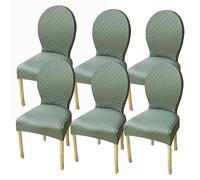 Lot de 6 housses de chaise de salle à manger ovales modernes avec pieds en bois massif, dossier rond, petit/grand, sans accoudoirs, protection pour chaises d'appoint de cuisine/chambre à coucher, vert