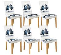 Lot de 6 housses de chaise en élasthanne extensibles et lavables à motif oiseau bleu pour chaises de salle à manger, cuisine, salle à manger