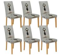 Lot de 6 housses de chaise en élasthanne extensibles et lavables pour chaises de salle à manger, cuisine et salle à manger Motif oiseau amusant