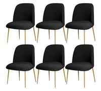 Lot de 6 housses de chaise en velours extensibles modernes du milieu du siècle - Noir - Idéal pour la protection et le style de meubles de salle à manger et de salon