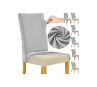 Lot de 6 housses de chaise universelles gris clair 65 x 40 x 35 cm - extensibles, lavables