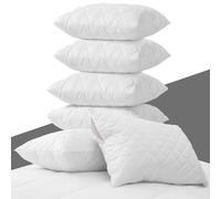 Lot de 6 housses de coussin blanches, hypoallergéniques avec fermeture éclair, taies d'oreiller matelassées, lavables en machine, anti-poussière et anti-acariens - 50 x 75 cm
