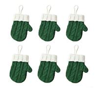 Lot de 6 Housses de Couverts Noël Tricotées pour Fourchette et Cuillère - Décoration de Table Festive et Vert - de Rangement Ustensiles 12x10cm(green)