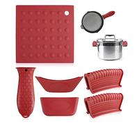Lot de 6 housses de poignée en fonte - Résistantes à la chaleur - Tapis en caoutchouc de silicone - Support de poignée d'assistance en silicone - Manchons antidérapants pour poêles et casseroles -