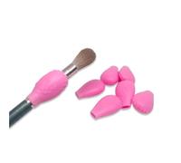 Lot de 6 housses de protection en silicone souple pour pinceaux de maquillage - Anti-poussière - Rose