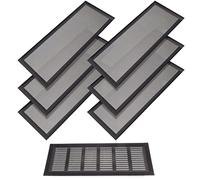 Lot de 6 housses de registre de sol, 10,2 x 25,4 cm, rectangulaires, pour grille d'aération magnétique en PVC pour mur, plafond, sol, attrape les débris de cheveux, insectes, noir (10,2 x 30,5 cm)