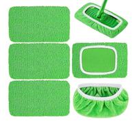 Lot de 6 housses de serpillère pour Swiffer - 25,4 x 11,5 cm - Serpillères sèches et humides - Réutilisables - Idéal pour les sols, les fenêtres - Démarreur à sec humide