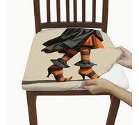 Lot de 6 housses de siège de chaise à rayures sorcières, amovibles et extensibles en élasthanne avec motif d'Halloween, housses décoratives amusantes pour fête et décoration d'intérieur
