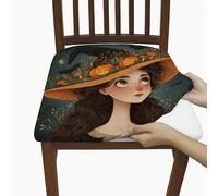 Lot de 6 housses de siège de chaise charmantes sorcières, extensibles et amovibles en élasthanne avec motif citrouille, housses décoratives d'Halloween pour la maison et le salon