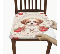 Lot de 6 housses de siège pour chiot, motif fraises et cœurs mignons, en élasthanne lavables, extensibles et respirantes, décoration pour cuisine, restaurant, bureau, fête