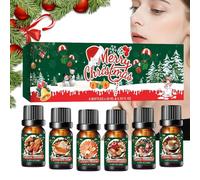 Lot de 6 huiles parfumées de Noël - Liquide longue durée - Arômes d'huile parfumée - Pour soirées festives, chambre à coucher, salle de bain, détente, maison, ambiance, femmes et hommes