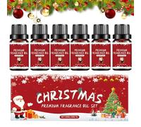 Lot de 6 huiles parfumées de Noël naturelles durables - Diffuseur d'huiles d'aromathérapie pour adultes, famille, bain, méditation, artisanat, fête à la maison, fabrication de savon