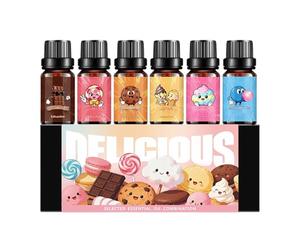 Lot de 6 huiles parfumées - Extraits d'aromathérapie de la collection de parfums Candy, diffuseur de savon, bombe de bain de fondue, pour la peau du corps, la maison, les rendez-vous