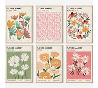 Lot de 6 impressions de marché aux fleurs, poster de marché aux fleurs, ensemble mural galerie, art mural botanique (A3-29,7 x 42 cm)