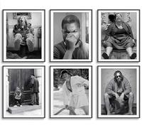 Lot de 6 impressions sur toile humoristique pour salle de bain, toilettes noires et blanches, scènes de cinéma, sans cadre, 30,5 x 40,6 cm