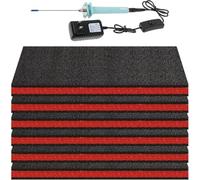 Lot de 6 inserts en mousse pour boîte à outils, feuilles en polyéthylène, organiseur de boîte à outils et ombre de rangement (45,7 x 30,5 x 2,5 cm, rouge, noir) (6 mousse + 1 outil de coupe)