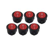 Lot de 6 interrupteurs à bascule ronds ON-OFF SPST 3 bornes 24 V lumière rouge 6 A 250 V AC