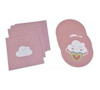 Lot de 6 Invitations d'Anniversaire "Nuage Rainbow" Rose Rose G