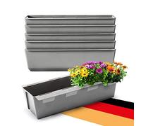 Lot de 6 jardinières avec crochet pour palette - Gris - Dimensions (L x l x H) : environ 37 x 13,5 x 9,5 cm - Idéal pour accrocher et poser - Robuste et résistant aux intempéries