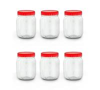 Lot de 6 Jarres Plastique de Conservation avec Couvercles à Visser - 500 ml - Sans BPA - Pour Cuisine, Herbes, Épices, Bonbons