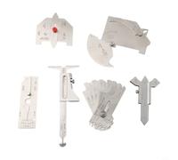 Lot de 6 jauges de soudure en acier inoxydable pour coude, fente et sous-cotation - MG-8/MG-11/V-WAC - Pour chaudières, ponts et construction navale - Argent
