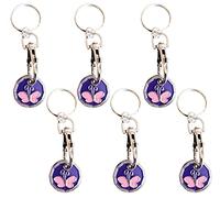 Lot de 6 jetons de chariot | Jeton de chariot | Pièce de monnaie de chariot | Porte-clés jeton de chariot | Casier et pièce de chariot | Porte-clés chariot de supermarché | Jetons de chariot | Motif