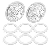 Lot de 6 joints et 2 filtres de rechange pour pot à moka - Compatible avec Bialetti Moka Express, Fiammetta, Break, Happy, Dama, Moka Melody, Alpina, Moka Timer et Rainbow (9 tasses)